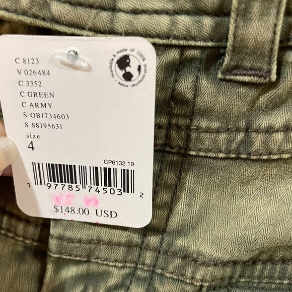 NWT $148 Free People We The Free Hot In It Moto Pants Army Green Size 4 - Picture 6 of 9